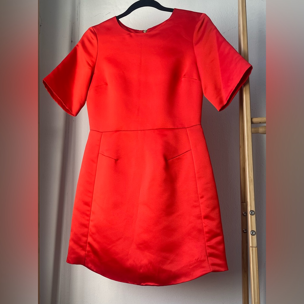 Topshop Bright Red Satin Dress New Sz S, 4
